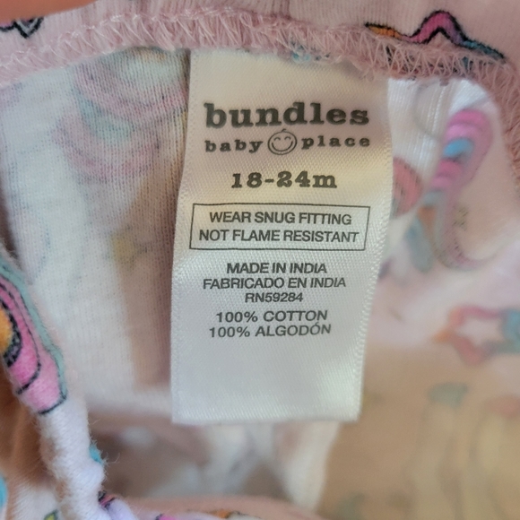Bundles Baby Place Unicorn Pajama Set, Size: 18-24 Months - Picture 9 of 10